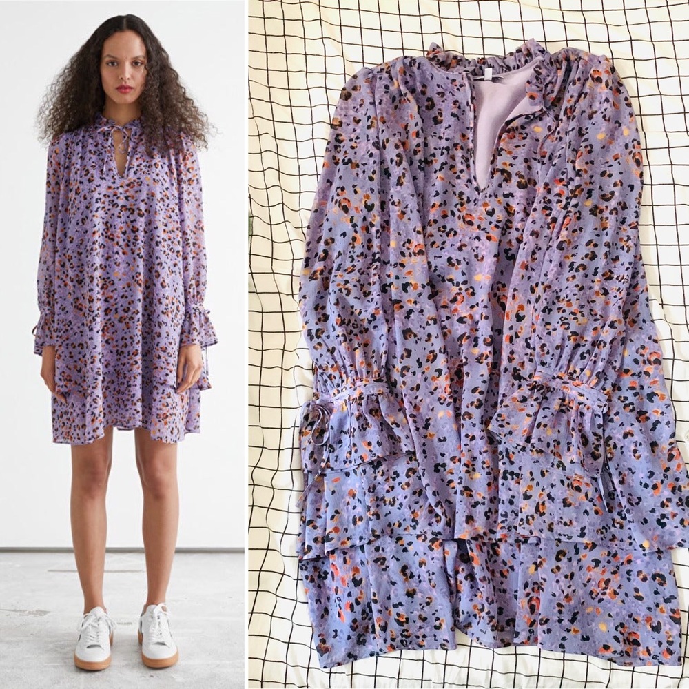 Lilac flounce tiered A-line Mini Dress